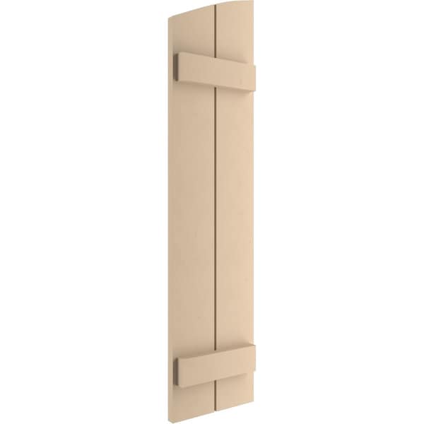 Ekena Millwork Smooth 2 Board Joined Board-n-Batten w/Elliptical Top Faux Wood Shutters, 11W x 54H, PR - SHUBJL11X54SMPR