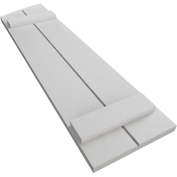 Ekena Millwork Smooth 2 Board Joined Board-n-Batten w/Elliptical Top Faux Wood Shutters, 11W x 54H, PR - SHUBJL11X54SMPR