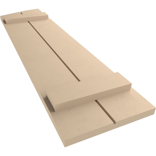 Ekena Millwork Smooth 2 Board Joined Board-n-Batten w/Elliptical Top Faux Wood Shutters, 11W x 54H, PR - SHUBJL11X54SMPR