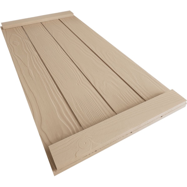 Ekena Millwork Rustic Four Board Joined Board-n-Batten Sandblasted Faux Wood Shutters w/End Batten, 22W x 28H, PR - SHUBJE22X28SDPR