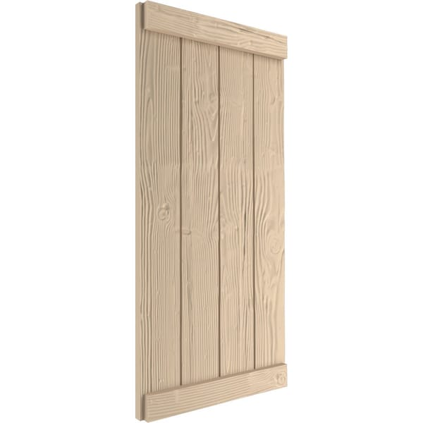 Ekena Millwork Rustic Four Board Joined Board-n-Batten Sandblasted Faux Wood Shutters w/End Batten, 22W x 28H, PR - SHUBJE22X28SDPR