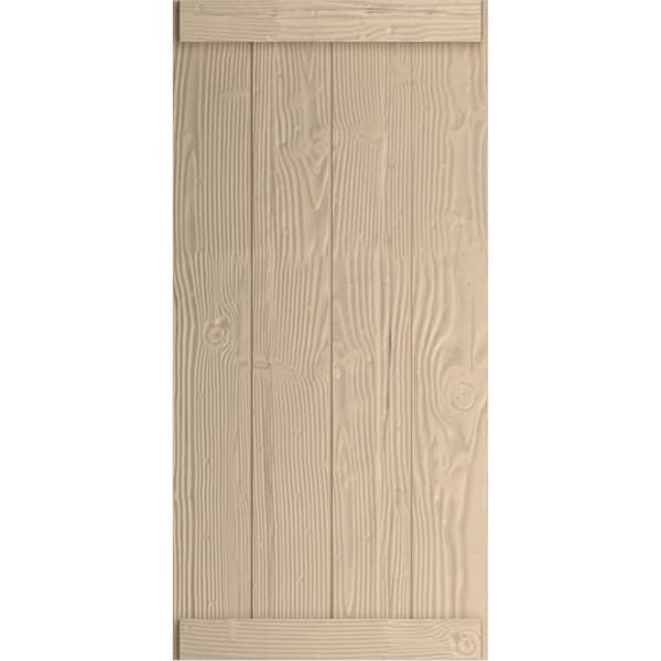 Ekena Millwork Rustic Four Board Joined Board-n-Batten Sandblasted Faux Wood Shutters w/End Batten, 22W x 28H, PR - SHUBJE22X28SDPR