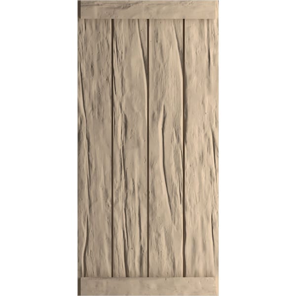 Ekena Millwork Rustic Four Board Joined Board-n-Batten Riverwood Faux Wood Shutters w/End Batten, 22W x 36H, PR - SHUBJE22X36RWPR