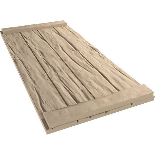 Ekena Millwork Rustic Four Board Joined Board-n-Batten Riverwood Faux Wood Shutters w/End Batten, 22W x 36H, PR - SHUBJE22X36RWPR