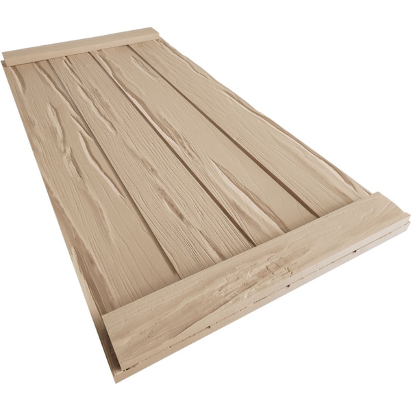 Ekena Millwork Rustic Four Board Joined Board-n-Batten Riverwood Faux Wood Shutters w/End Batten, 22W x 36H, PR - SHUBJE22X36RWPR