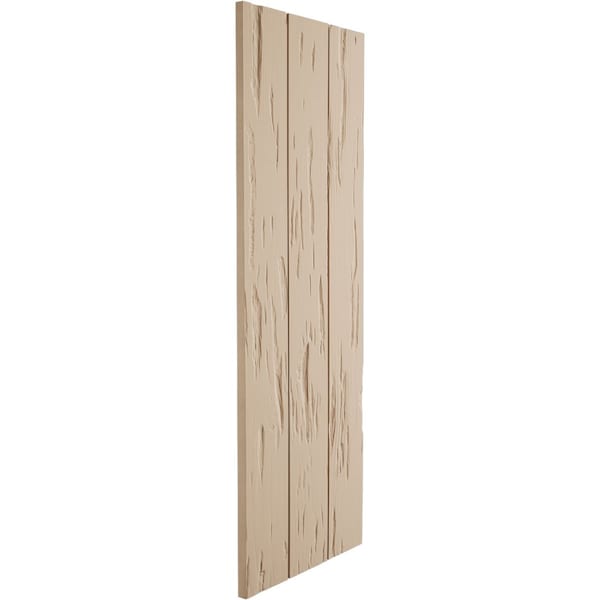 Ekena Millwork Rustic 3 Board Joined Board-n-Batten Pecky Cypress Faux Wood Shutters w/No Batten, 16 1/2"W x 84"H - SHUBJN16X84PCPR