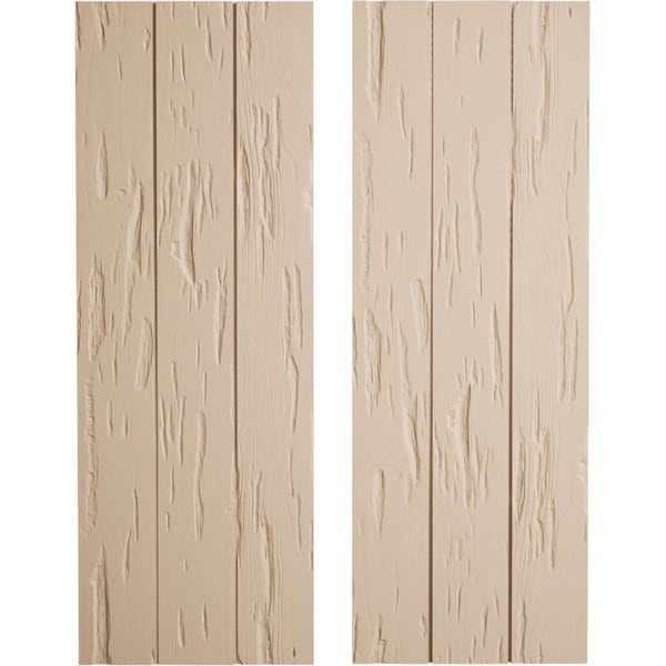 Ekena Millwork Rustic 3 Board Joined Board-n-Batten Pecky Cypress Faux Wood Shutters w/No Batten, 16 1/2"W x 84"H - SHUBJN16X84PCPR