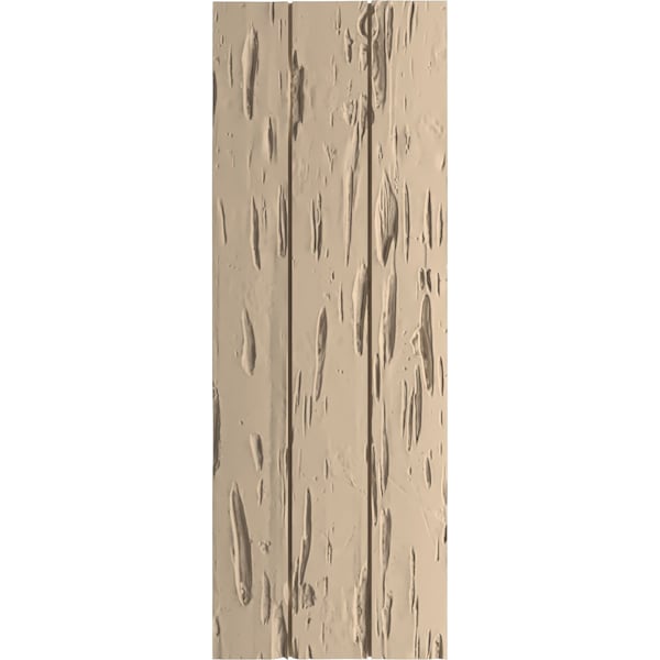 Ekena Millwork Rustic 3 Board Joined Board-n-Batten Pecky Cypress Faux Wood Shutters w/No Batten, 16 1/2"W x 84"H - SHUBJN16X84PCPR
