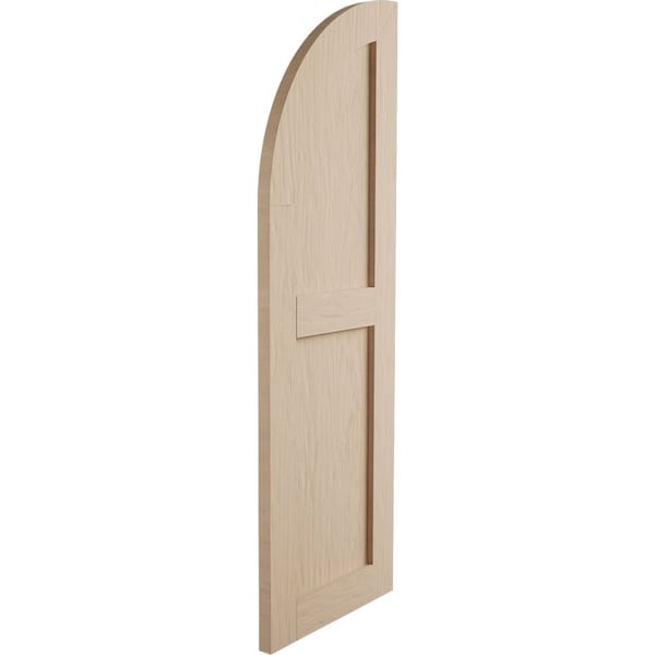 Ekena Millwork Rough Sawn 2 Equal Flat Panel w/Quarter Round Arch Top Faux Wood Shutters, 12Wx86H, 74 Low Side, PR - SHUFPQ12X86RSPR