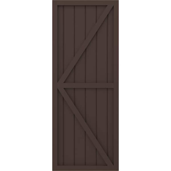 Ekena Millwork Americraft 6-Board Wood 2 Equal Panel Frmd Board-n-Batten Shutters w/Dubl Z-Bar, ARW102BF621X56TBH, PR - ARW102BF621X56TBH