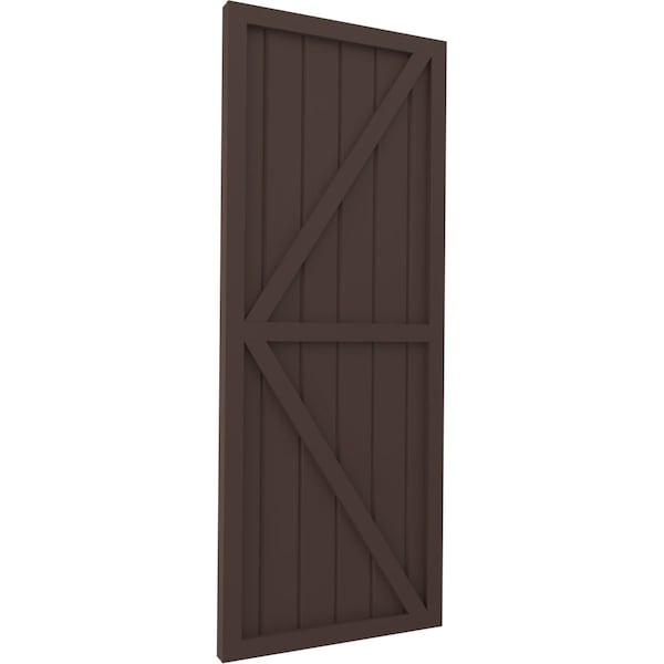 Ekena Millwork Americraft 6-Board Wood 2 Equal Panel Frmd Board-n-Batten Shutters w/Dubl Z-Bar, ARW102BF621X56TBH, PR - ARW102BF621X56TBH