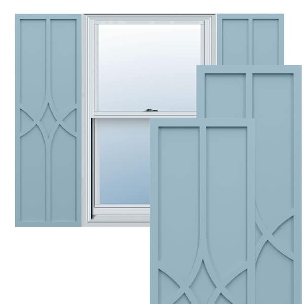 Ekena Millwork True Fit PVC Cedar Park Fixed Mount Shutters, Peaceful Blue, 15W x 59H, PR - TFP001CP15X059SB