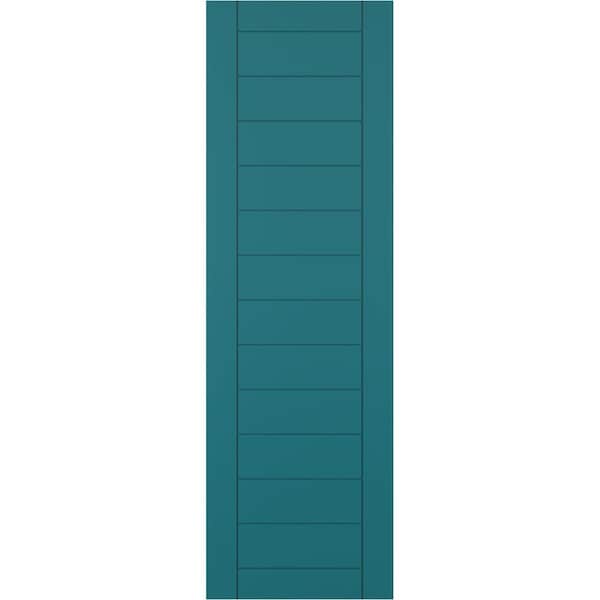 Ekena Millwork True Fit PVC Horizontal Slat Framed Modern Style Fixed Mount Shutters, Antigua, 18W x 42H, PR - TFP001HF18X042AN
