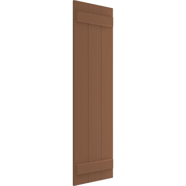 Ekena Millwork True Fit PVC, Three Board Joined Board-n-Batten Shutters, Burnt Toffee, 16 1/8W x 59H, PR - TFP101BBF16X059BT