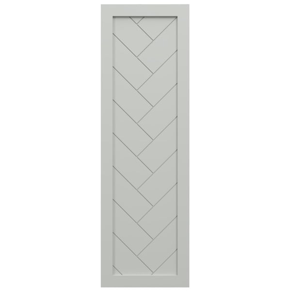 Ekena Millwork True Fit PVC Single Panel Herringbone Modern Style Fixed Mount Shutters, Hailstorm Gray, 15"W x 38"H - TFP001HB15X038ST