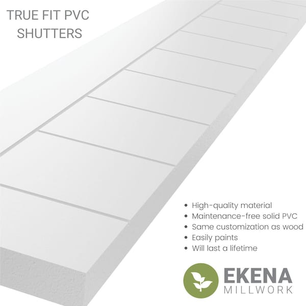 Ekena Millwork True Fit PVC Horizontal Slat Framed Modern Style Fixed Mount Shutters, Fire Red, 12W x 63H, PR - TFP001HF12X063BR