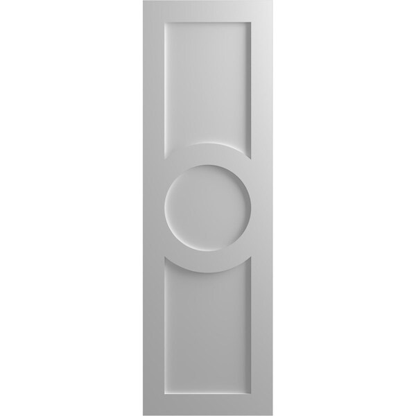 Ekena Millwork True Fit PVC Center Circle Arts & Crafts Fixed Mount Shutters, Primed, 15"W x 78"H - TFP001AC15X078PR