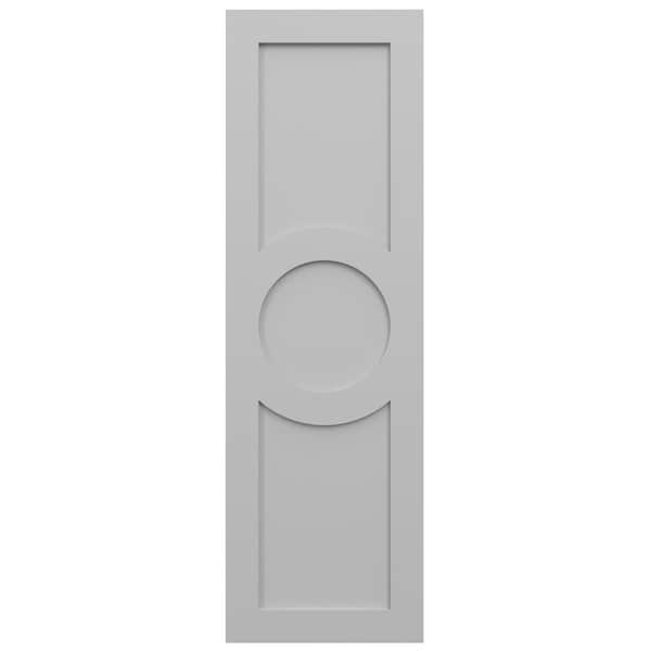 Ekena Millwork True Fit PVC Center Circle Arts & Crafts Fixed Mount Shutters, Primed, 15"W x 78"H - TFP001AC15X078PR