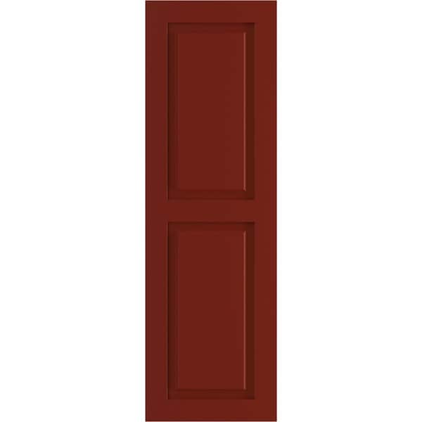 Ekena Millwork True Fit PVC Two Equal Raised Panel Shutters, Pepper Red, 15W x 40H, PR - TFP101RPF15X040MR