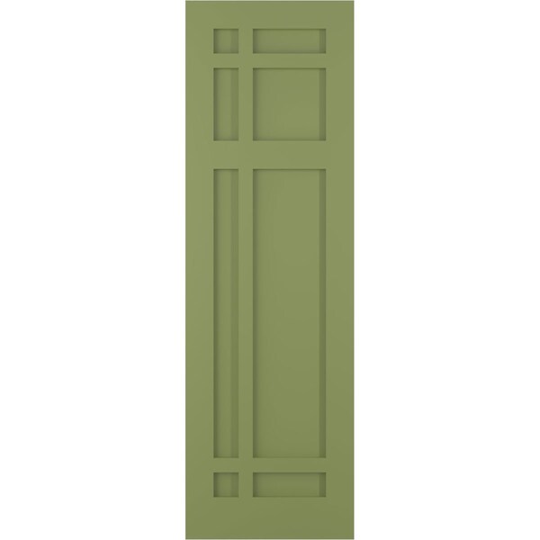 Ekena Millwork True Fit PVC San Juan Capistrano Mission Style Fixed Mount Shutters, Moss Green, 12W x 43H, PR - TFP001SJ12X043MG