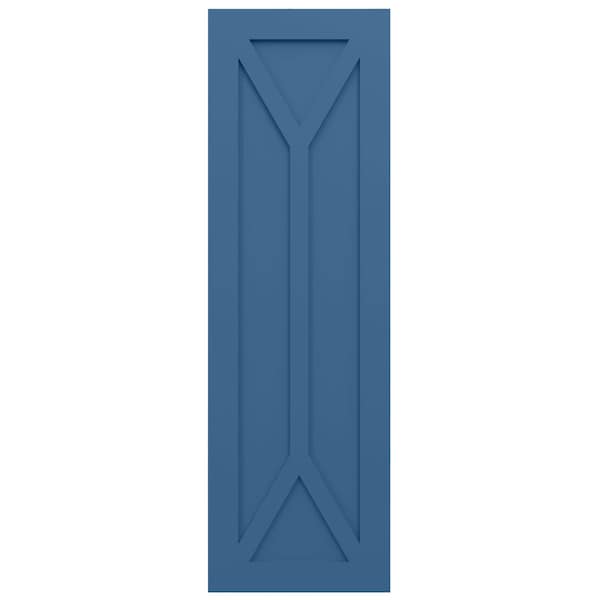Ekena Millwork True Fit PVC San Carlos Mission Style Fixed Mount Shutters, Sojourn Blue, 18W x 77H, PR - TFP001SC18X077HB