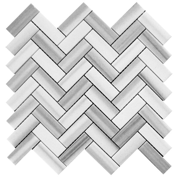 Apollo Tile Equator Herringbone 5.29 sq.ft 11.9 in. x12.8 in. Marble Mosaic Tile, 5PK - APLMRM99H12EC89