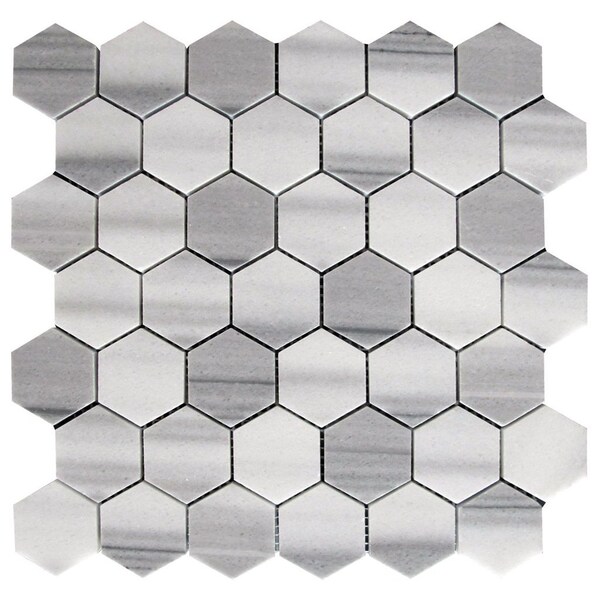 Apollo Tile Equator Hexagon 4.83 sq.ft 11.8 in. x11.8 in. Marble Mosaic Tile, 5PK - APLMRM99G28EC88