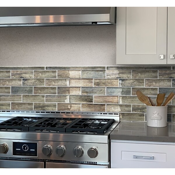 Apollo Tile Blue Wood Look Glass 4.83 sq.ft 11.8 in. x11.8 in. Subway Tile, 5PK - APLSRA9901EC50