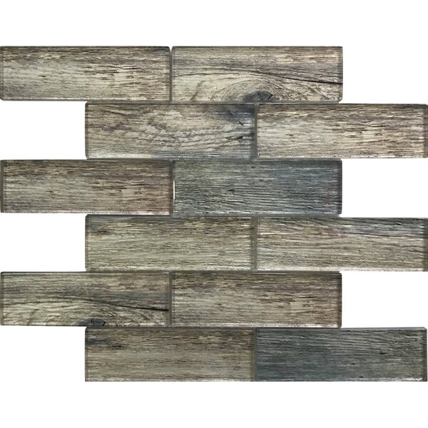 Apollo Tile Blue Wood Look Glass 4.83 sq.ft 11.8 in. x11.8 in. Subway Tile, 5PK - APLSRA9901EC50