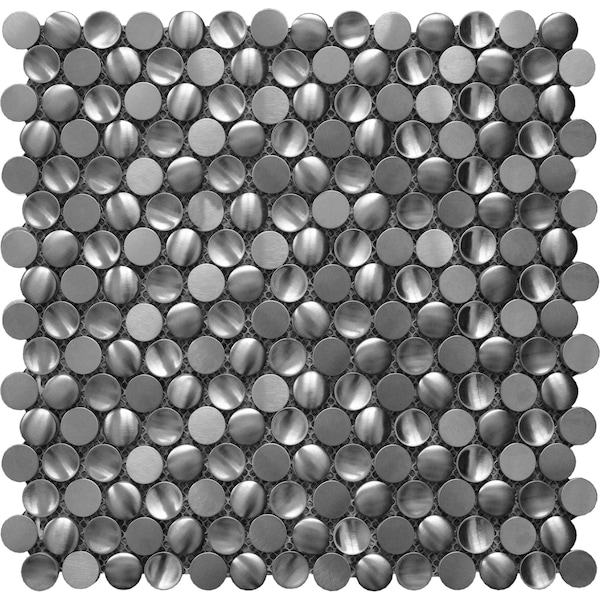 Apollo Tile 3D Metal Penny 4.75 sq.ft 11.7 in. x11.7 in. Mosaic Tile, 5PK - APLMM9925EC32
