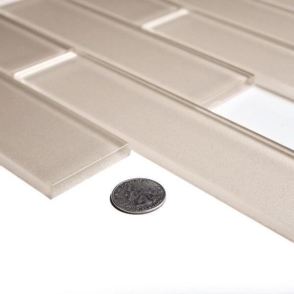 Apollo Tile Sample of 2X8 Sand Subway 11.8"x11.8" Glass Mosaic Tile - APLC9902EC17 SAMPLE