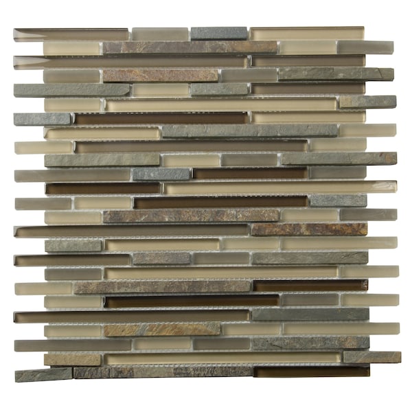 Apollo Tile Slate And Glass Waterfall 4.83 sq.ft 11.8 in. x11.8 in. Mosaic Tile, 5PK - APLCAS99029EC97