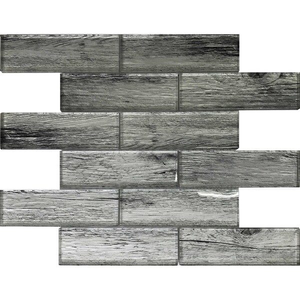 Apollo Tile Silver Wood Look Hexagon 4.83 sq.ft 11.8 in. x11.8 in. Glass Mosaic Tile, 5PK - APLSRA9903EC52