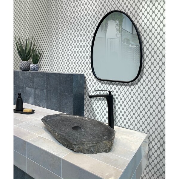 Apollo Tile White Rhombus And Dot 4.51 sq.ft 11.6 in. x11.2 in. Marble Mosaic Tile, 5PK - APLDC99G20EC11