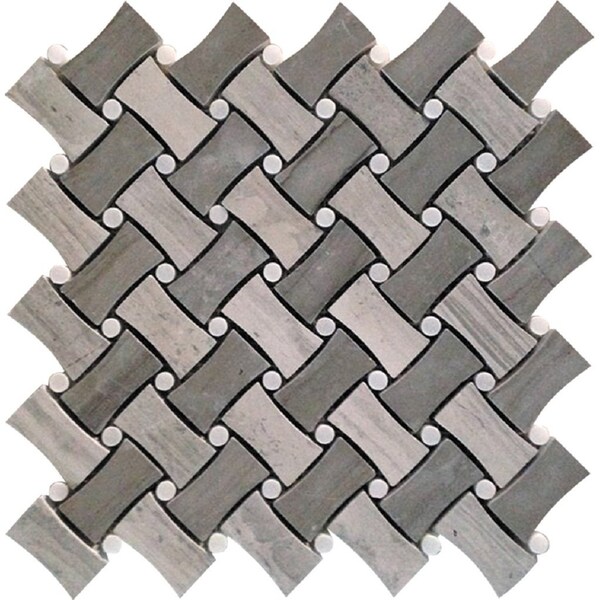 Apollo Tile Dog Bone Beige Basket Weave 4.20 sq.ft 11 in. x11 in. Marble Mosaic Tile, 5PK - APLSV99B24EC39