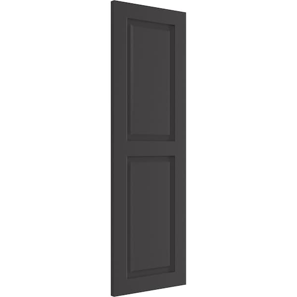 Ekena Millwork True Fit PVC, Two Equal Raised Panel Shutters, Shadow Mountain, 18W x 39H, PR - TFP101RPF18X039SM