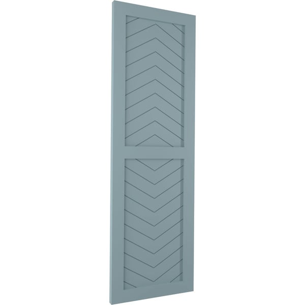 Ekena Millwork True Fit PVC Two Panel Chevron Modern Style Fixed Mount Shutters, Peaceful Blue, 12W x 52H, PR - TFP101CV12X052SB