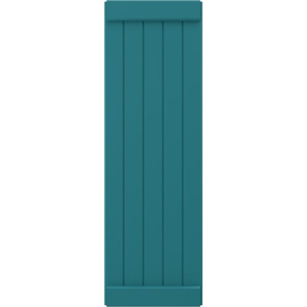 Ekena Millwork Americraft 5-Board Exterior Wood Joined Board-n-Batten Shutters w/ End Batten, ARW103BB518X34ANH, PR - ARW103BB518X34ANH