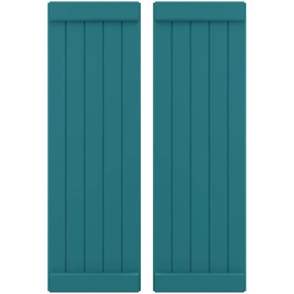 Ekena Millwork Americraft 5-Board Exterior Wood Joined Board-n-Batten Shutters w/ End Batten, ARW103BB518X34ANH, PR - ARW103BB518X34ANH