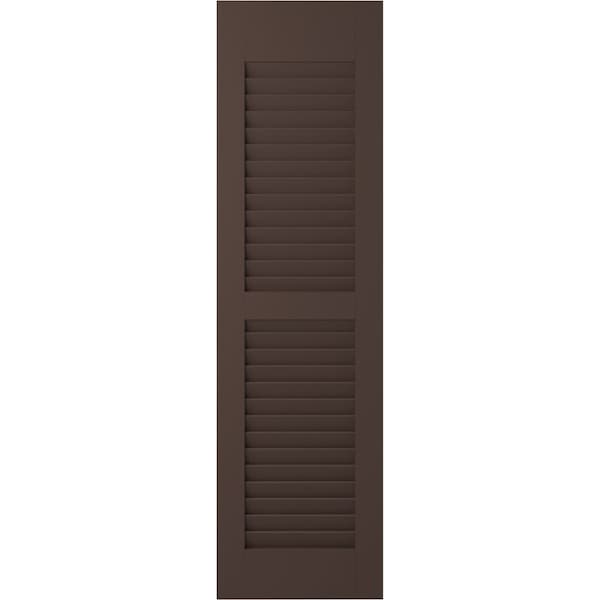 Ekena Millwork 12W x 55H Americraft Two Equal Louver Exterior Real Wood Shutters, Raisin Brown, PR - RW101LV12X55TBH