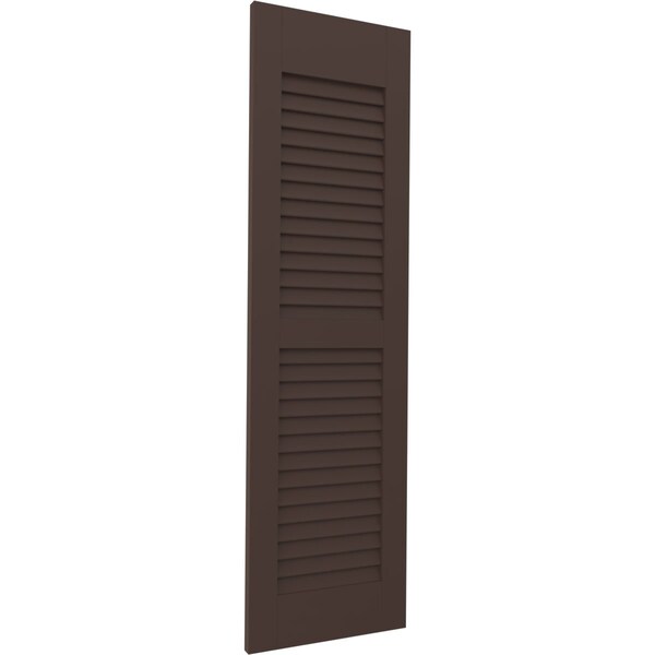 Ekena Millwork 12W x 55H Americraft Two Equal Louver Exterior Real Wood Shutters, Raisin Brown, PR - RW101LV12X55TBH