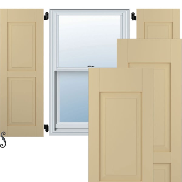 Ekena Millwork Americraft 2 Equal Raised Panel Exterior Real Wood Shutters, RW101RP18X56NTH, PR - RW101RP18X56NTH