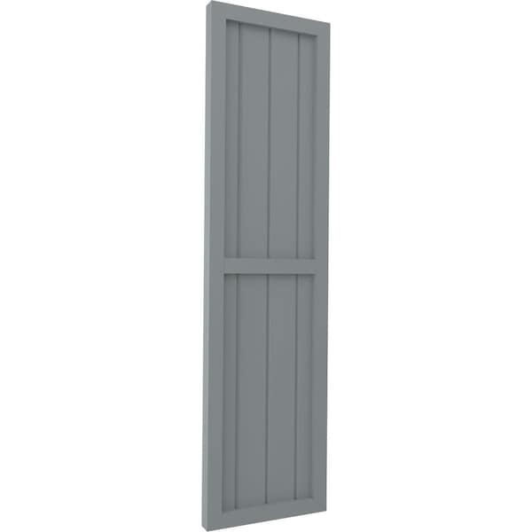 Ekena Millwork Americraft 4-Board Exterior Wood 2 Equal Panel Framed Board-n-Batten Shutters, ARW101BF414X34CHH, PR - ARW101BF414X34CHH