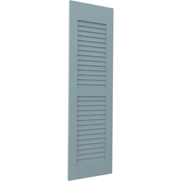 Ekena Millwork 15W x 83H Americraft Two Equal Louver Exterior Real Wood Shutters, Peaceful Blue, PR - RW101LV15X83SBH