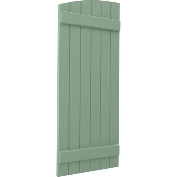 Ekena Millwork Americraft 6-Board (2 Batten) Wood Joined Board-n-Batten Shutters w/Ellipt Top, ARW101BE621X71TGH, PR - ARW101BE621X71TGH