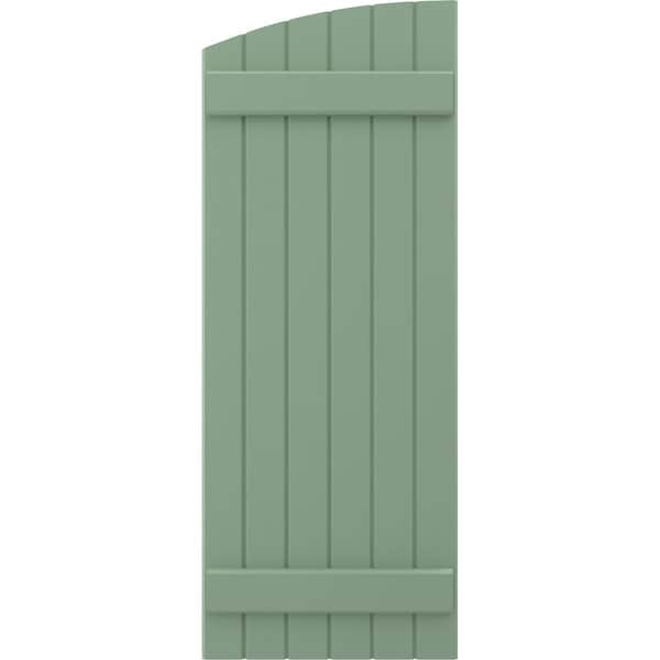Ekena Millwork Americraft 6-Board (2 Batten) Wood Joined Board-n-Batten Shutters w/Ellipt Top, ARW101BE621X71TGH, PR - ARW101BE621X71TGH