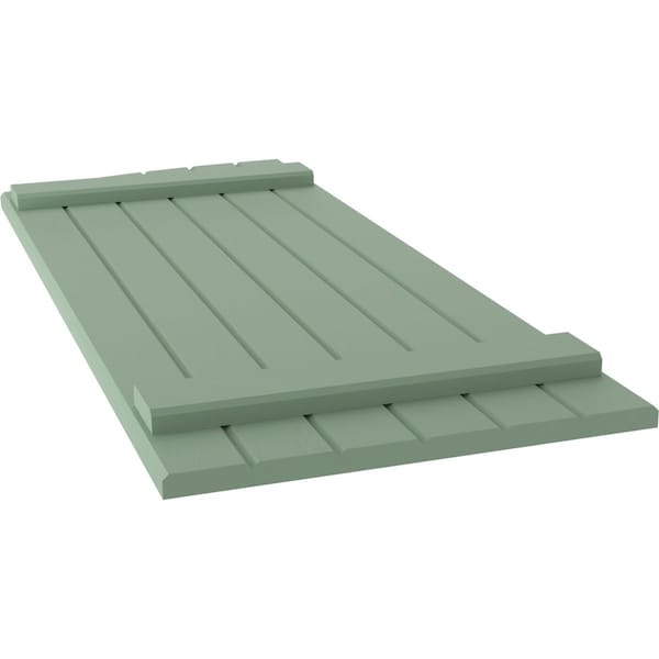 Ekena Millwork Americraft 6-Board (2 Batten) Wood Joined Board-n-Batten Shutters w/Ellipt Top, ARW101BE621X71TGH, PR - ARW101BE621X71TGH