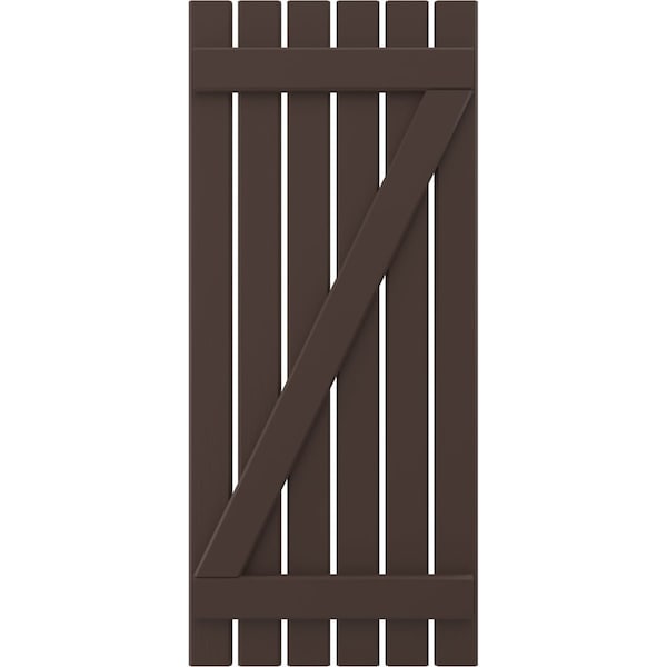 Ekena Millwork Americraft 6-Board (2 Batten) Wood Spaced Board-n-Batten Shutters w/ Z-Bar, ARW102SB623X82TBH, PR - ARW102SB623X82TBH