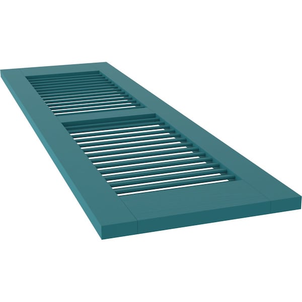 Ekena Millwork 18W x 83H Americraft Two Equal Louver Exterior Real Wood Shutters, Antigua, PR - RW101LV18X83ANH