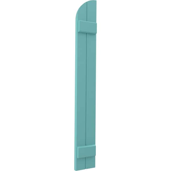 Ekena Millwork Americraft 2-Board (2 Batten) Wood Joined Board-n-Batten Shutters w/ Arch Top, ARW101BQ207X55PTH, PR - ARW101BQ207X55PTH
